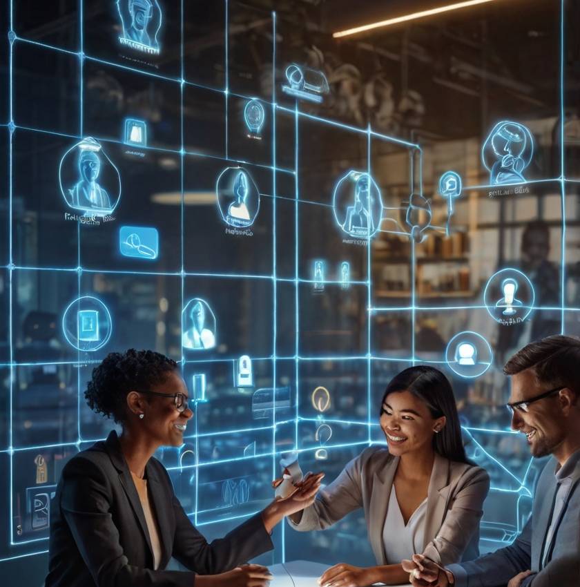 Leonardo_Kino_XL_A_diverse_team_interacting_with_a_glowing_3D_1